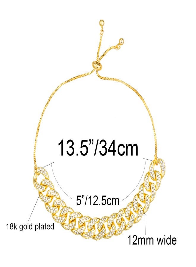 kelistom Gold Cuban Link Anklet for Women Men, 18K White Gold Plated Hip-hop Rhinestone Filled Ankle Bracelets for Women - Image 2